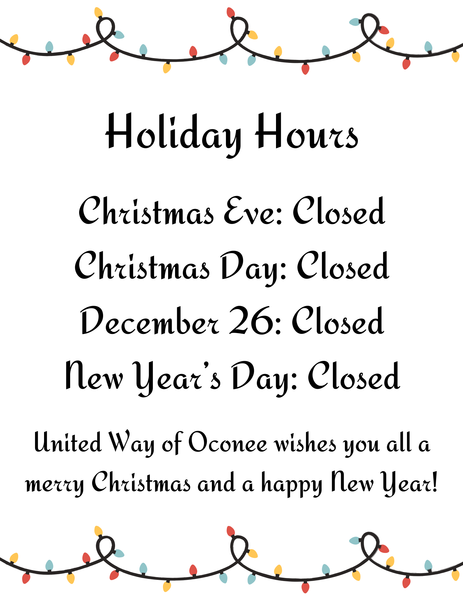 Closed December 24,25,26